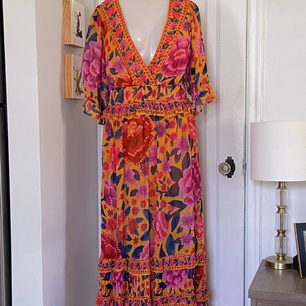 Wedding Season! FARM Rio Floral Dream Maxi Dress | size M - Picture 8 of 10